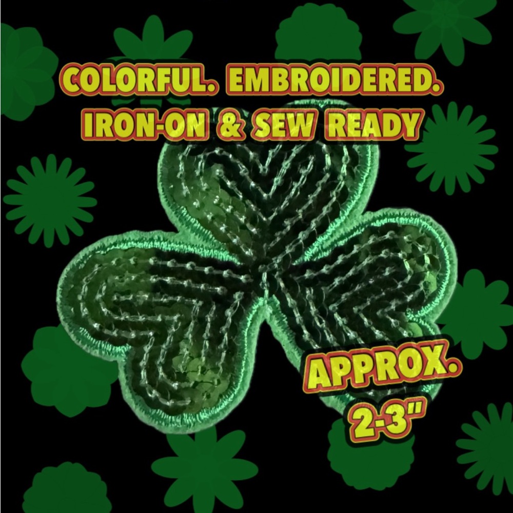 1 Green Clover Embroidered Patch